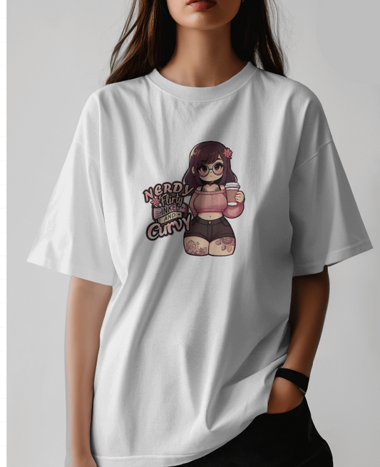 Nerdy, Flirty, Inked & Curvy Womens Graphic Tee
