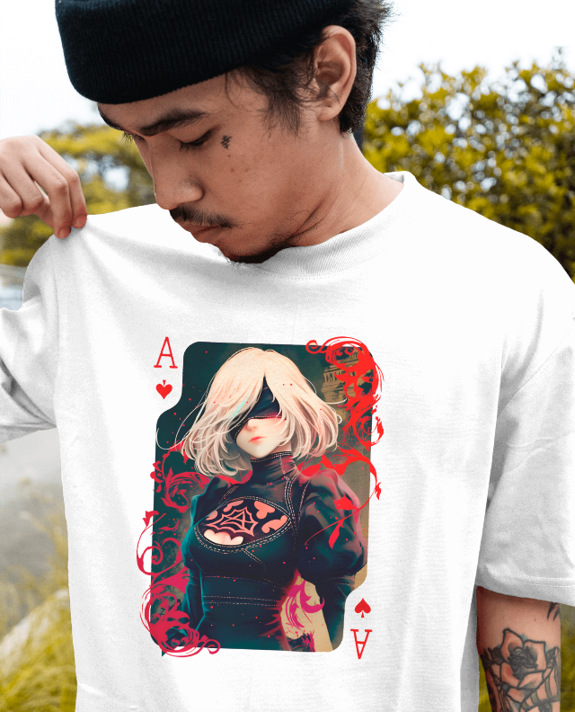 Ace of Hearts: 2B Nier Automata Playing Card Graphic Tee