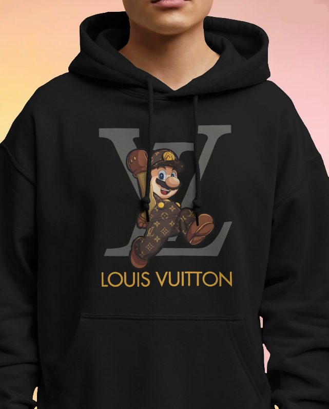 Mario Louis Vuitton Parody Graphic Hoodie Unisex Hooded Sweatshirt