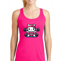 Hello Kitty Gym Work Out Racer Back Tank Top Womens