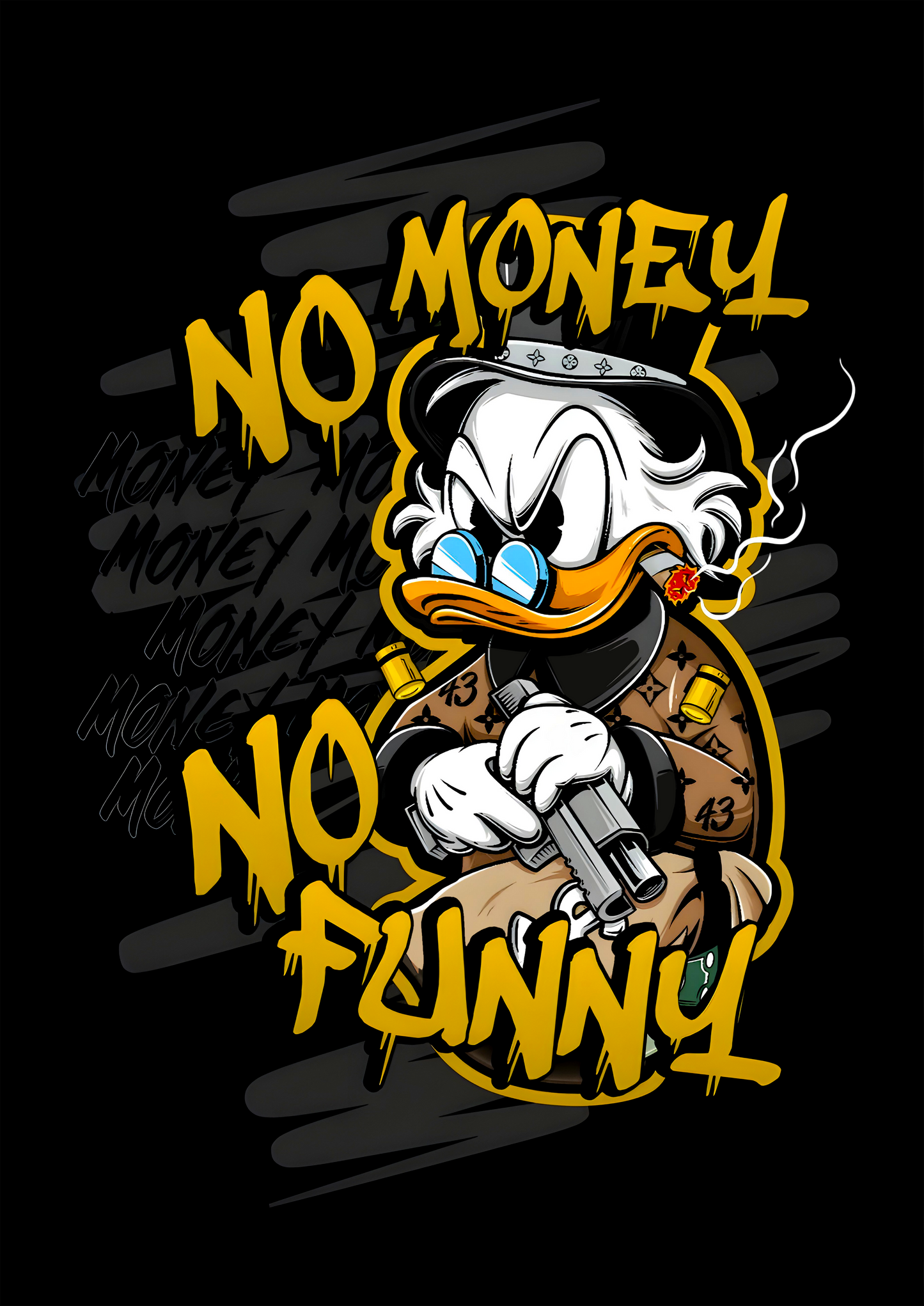 Scrooge McDuck "No Money, No Funny" Graphic Tee Unisex Shirt