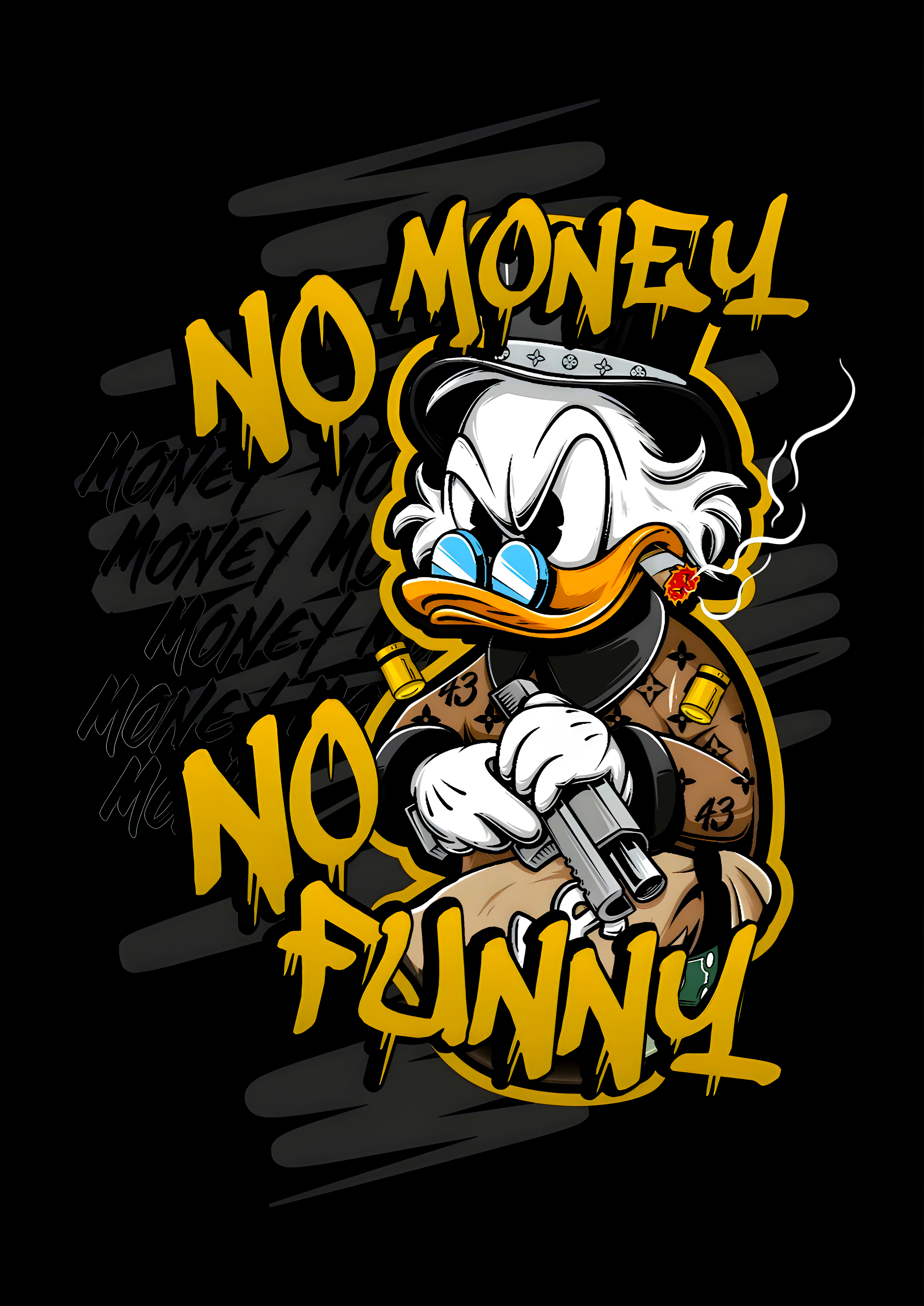 Scrooge McDuck "No Money, No Funny" Graphic Tee Unisex Shirt