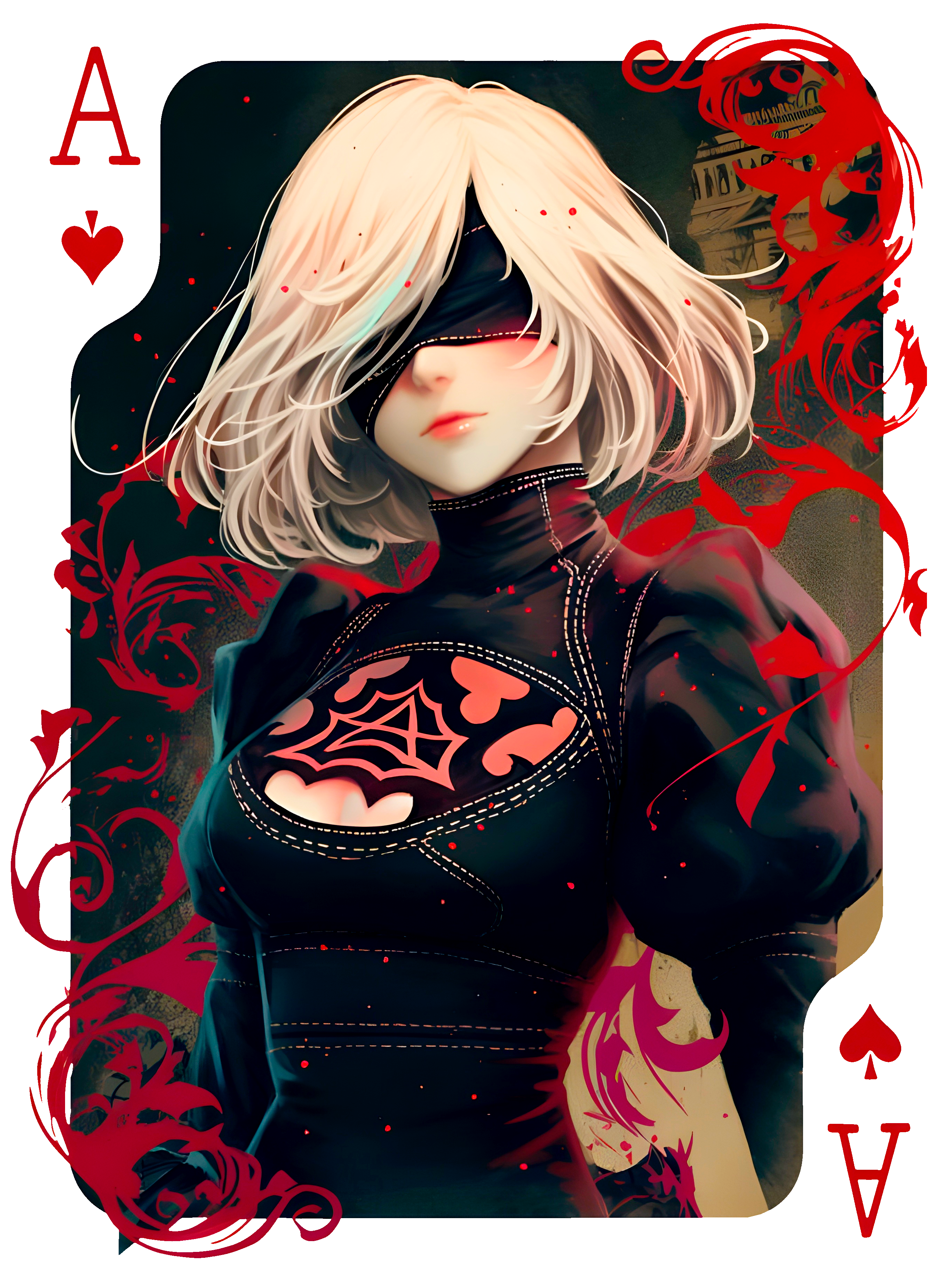 Ace of Hearts: 2B Nier Automata Playing Card Graphic Tee
