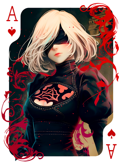 Ace of Hearts: 2B Nier Automata Playing Card Graphic Tee