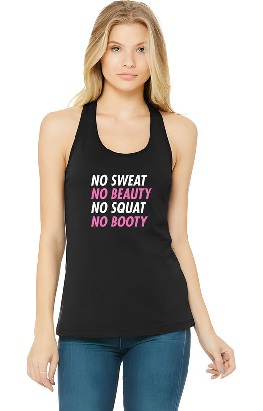 "No Squat, No Booty" Racerback Tank Top Womens Activewear