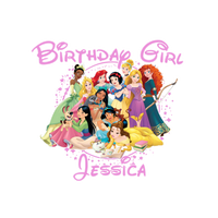 Disney Princesses Youth Personalized Name Birthday Shirt Girls Tee