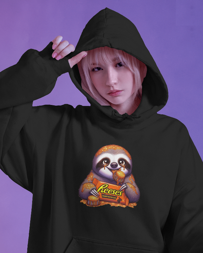 Sloth Peanut Butter Cup Candy Addict Hoodie Unisex Hooded Sweatshirt