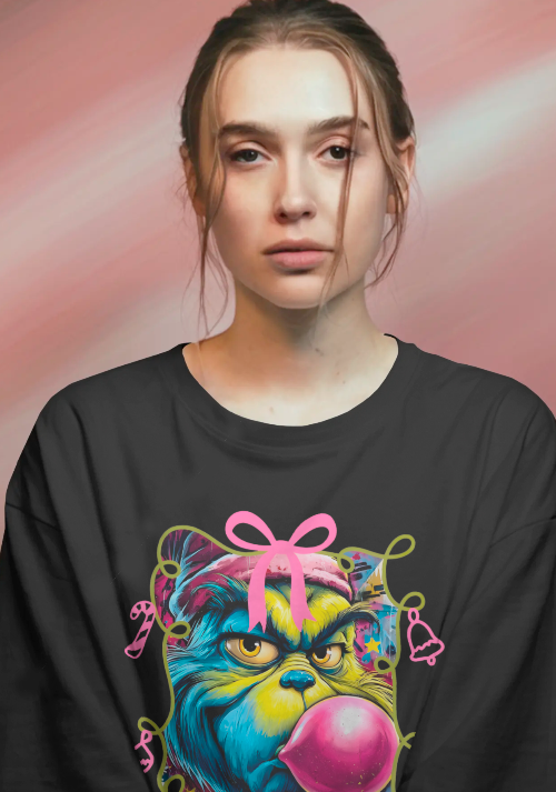 Grinch Pop Art Christmas Tee | Bubblegum Grinch Holiday Tee