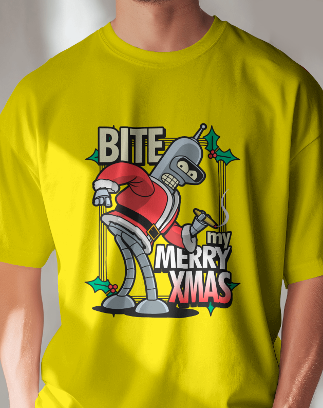 Bender Santa "Bite My Merry Xmas" Futurama Holiday T-Shirt