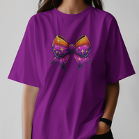 Ombre Bow Graphic Tee Womens Short Sleeve