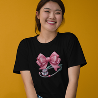 Nurse Bow Stethoscope Graphic Tee Womens Short Sleeved
