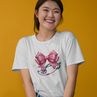 Nurse Bow Stethoscope Graphic Tee Womens Short Sleeved