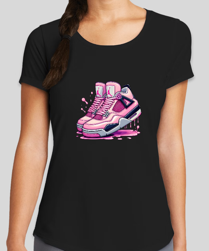 Pink Air Jordan 4's Womens Fitted tee