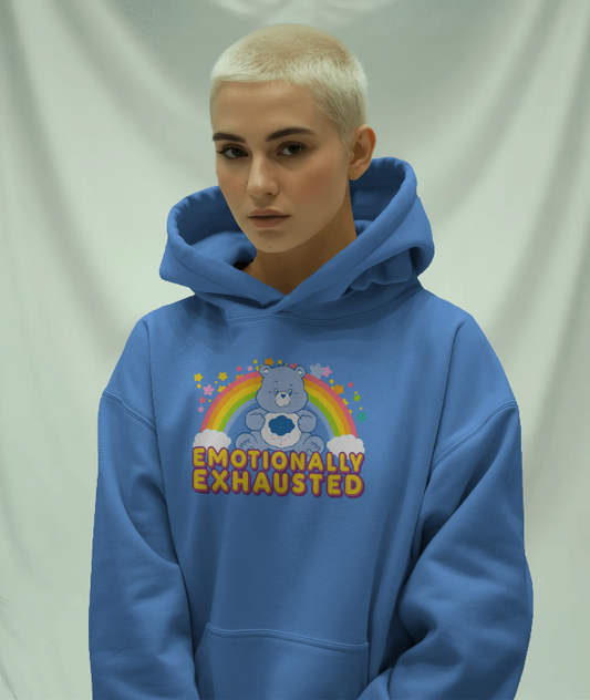 Emotionally Exhausted Care Bear Graphic Hoodie Womens Hoodie