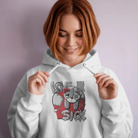 Love Sick Teddy Graphic Hoodie Womens Hoodie