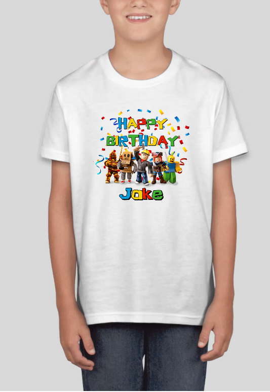 Roblox Youth Birthday Personalized Name Graphic Tee