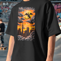 Charizards Flight: Urban Skyline Graphic Tee Unisex Pokemon