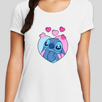 Stitch Is In Love! Womens Fitted Graphic Tee