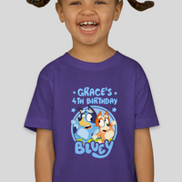 Bluey Toddler Birthday Custom Name & Age Tee