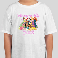 Disney Princesses Youth Personalized Name Birthday Shirt Girls Tee