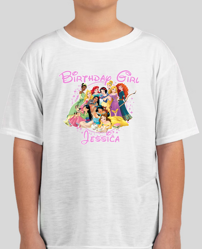 Disney Princesses Youth Personalized Name Birthday Shirt Girls Tee