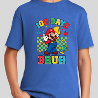 Mario 100 Days Of School Bruh Youth Graphic Tee Unisex Shirt