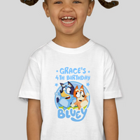 Bluey Toddler Birthday Custom Name & Age Tee