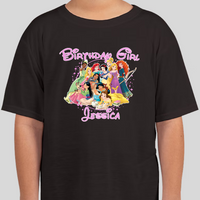 Disney Princesses Youth Personalized Name Birthday Shirt Girls Tee