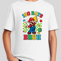 Mario 100 Days Of School Bruh Youth Graphic Tee Unisex Shirt