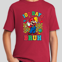 Mario 100 Days Of School Bruh Youth Graphic Tee Unisex Shirt