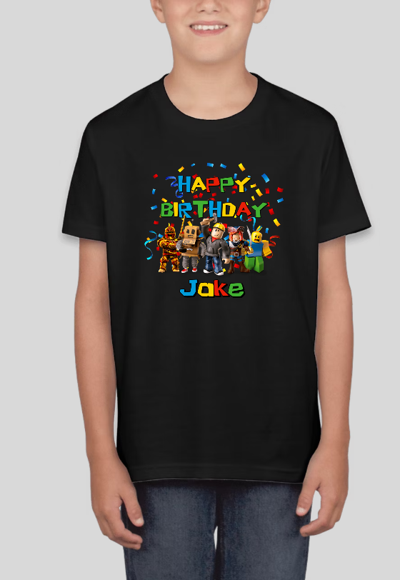 Roblox Youth Birthday Personalized Name Graphic Tee