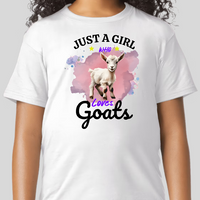 Just a Girl Who Loves Goats Youth Girls Graphic Tee