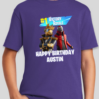 Fortnite Victory Royale Personalized Youth Birthday Tee