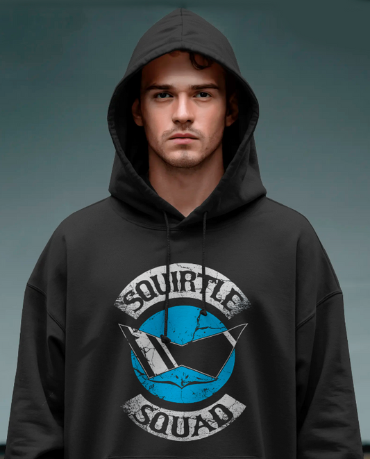 Pokémon Squirtle Squad Distressed Logo Black Pullover Hoodie