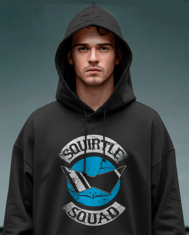 Pokémon Squirtle Squad Distressed Logo Black Pullover Hoodie