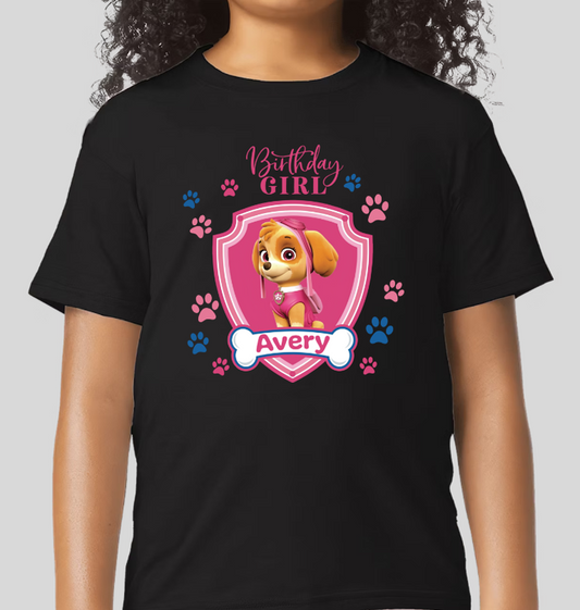 Paw Patrol Skye Youth Personalized Name Birthday Girl Tee