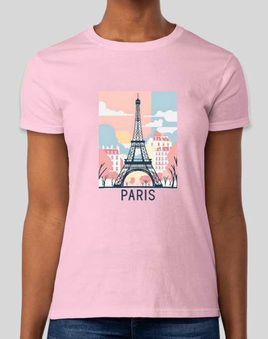 Paris Eiffel Tower Womens Fitted Graphic Tee