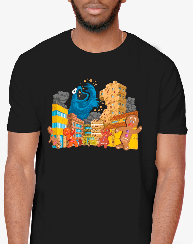 Cookie Monster "Crumble Town" Gingerbread | Kaiju Parody T-Shirt