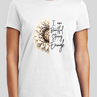 Im Beautiful and Strong Womens Graphic Fitted Tee