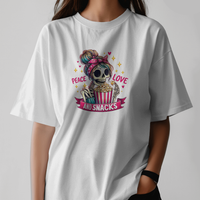 Peace Love and Snacks! Skelton Graphic Tee Womens T Shirt